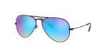 RAY-BAN RB3025 002/4O Aviator Large Metal, unisex γυαλιά ηλίου με μεταλλικό σκελετό σε μαύρο χρώμα και μπλε flash φακούς.