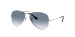 RAY-BAN RB3025 003/3F Aviator Large Metal, unisex γυαλιά ηλίου με μεταλλικό σκελετό ασημί και ανοιχτούς μπλε ντεγκραντέ φακούς.