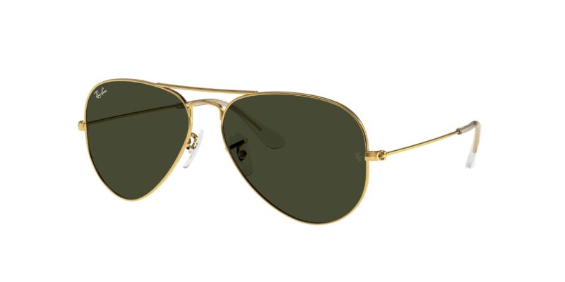 RAY-BAN RB3025 L0205 Aviator Large Metal, unisex γυαλιά ηλίου με μεταλλικό σκελετό Arista χρυσό και πράσινους φακούς G-15