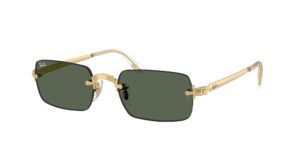Unisex γυαλιά ηλίου RAY-BAN RB3928 001/71 με rimless Arista χρυσό σκελετό και σκούρους πράσινους φακούς.