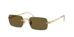 Unisex γυαλιά ηλίου RAY-BAN RB3928 001/73 με rimless Arista χρυσό σκελετό και σκούρους καφέ φακούς.