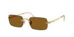Unisex γυαλιά ηλίου RAY-BAN RB3928 001/83 με rimless Arista χρυσό σκελετό και σκούρους γκρι πολωτικούς φακούς.