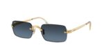 Unisex γυαλιά ηλίου RAY-BAN RB3928 001/S2 με rimless Arista χρυσό σκελετό και μπλε ντεγκραντέ σκούρους γκρι φακούς.