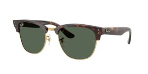 unisex γυαλιά ηλίου RAY-BAN RBR0504S 1359VR Clubmaster Reverse με Havana κοκάλινο σκελετό και σκούρους πράσινους φακούς.