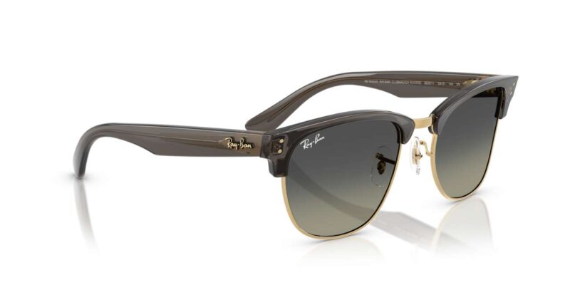 unisex γυαλιά ηλίου RAY-BAN RBR0504S 682911 Clubmaster Reverse με διαφανές σκούρο γκρι σε χρυσό σκελετό και γκρι ντεγκραντέ φακούς.