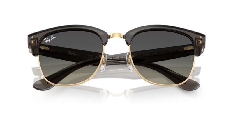 unisex γυαλιά ηλίου RAY-BAN RBR0504S 682911 Clubmaster Reverse με διαφανές σκούρο γκρι σε χρυσό σκελετό και γκρι ντεγκραντέ φακούς.