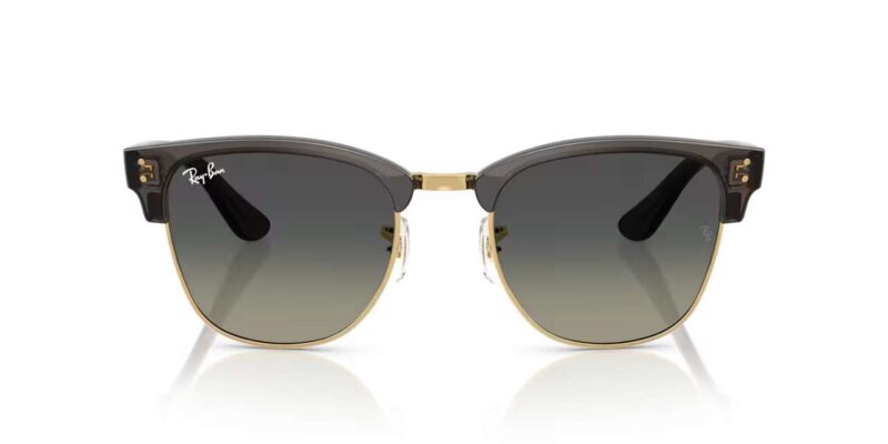 unisex γυαλιά ηλίου RAY-BAN RBR0504S 682911 Clubmaster Reverse με διαφανές σκούρο γκρι σε χρυσό σκελετό και γκρι ντεγκραντέ φακούς.