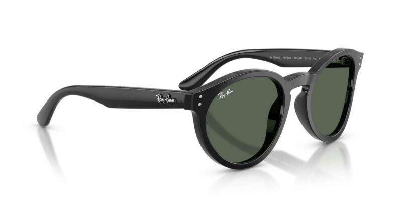 unisex γυαλιά ηλίου RAY-BAN RBR0505S 6677VR με μαύρο κοκάλινο σκελετό και σκούρους πράσινους φακούς.