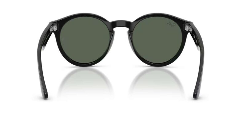 unisex γυαλιά ηλίου RAY-BAN RBR0505S 6677VR με μαύρο κοκάλινο σκελετό και σκούρους πράσινους φακούς.