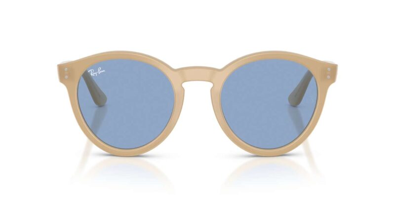 unisex γυαλιά ηλίου RAY-BAN RBR0505S 678072 με οπάλ μπεζ κοκάλινο σκελετό και ανοιχτούς μπλε φακούς.