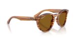 unisex γυαλιά ηλίου RAY-BAN RBR0505S 679183 με κοκάλινο σκελετό σε ριγέ Havana και σκούρους καφέ πολωτικούς φακούς.
